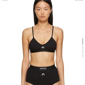 Marine serre black cotton ribbed bra